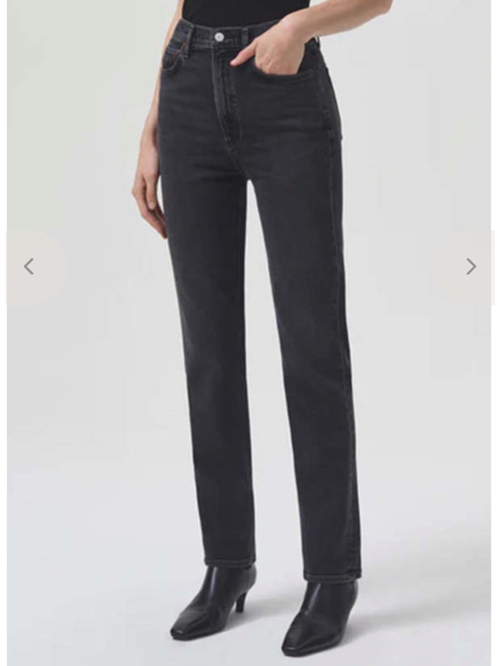 Agolde Straight Leg Stovepipe Jeans in Metal Black; 29